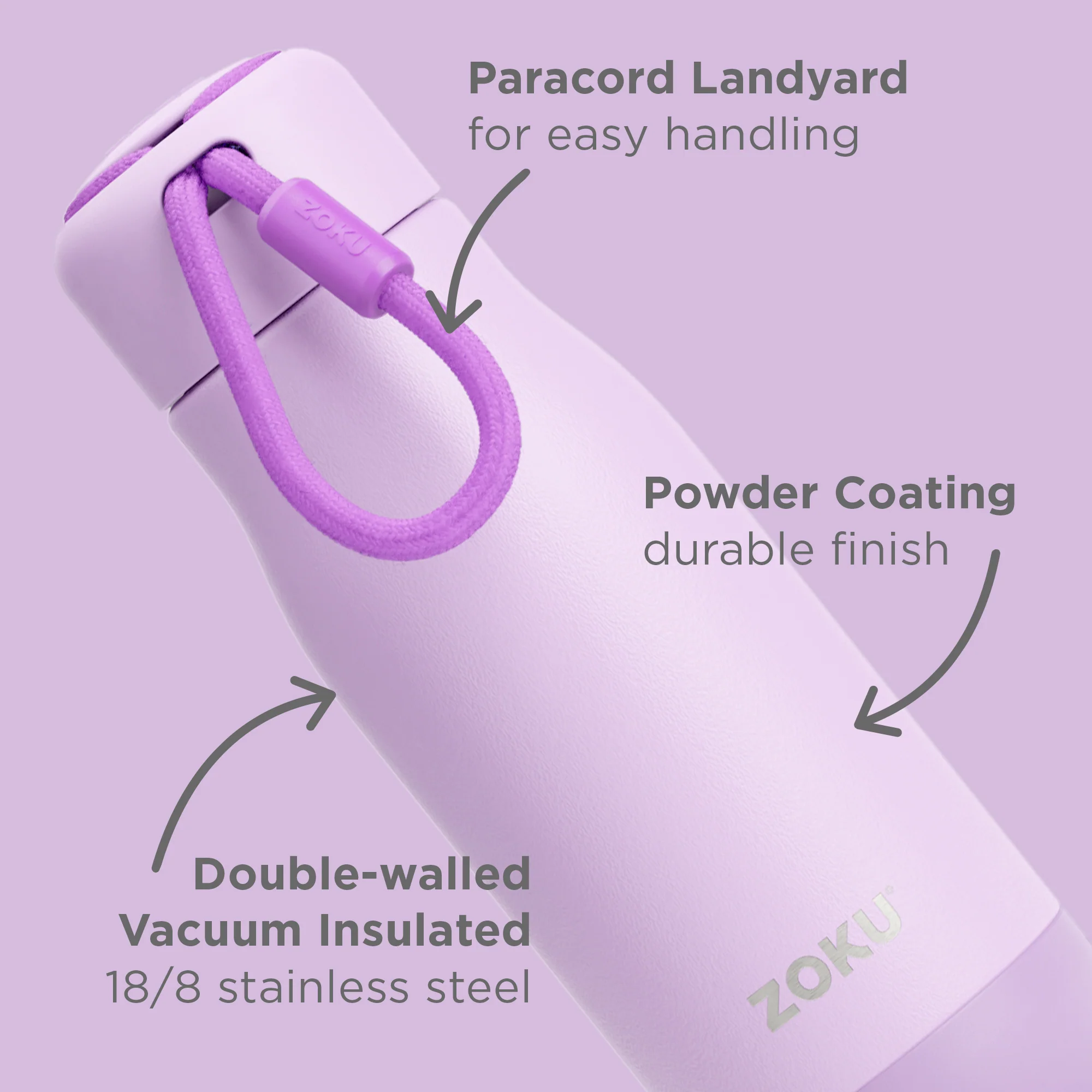 12oz Stainless Steel Bottle - Lavender - Image 2