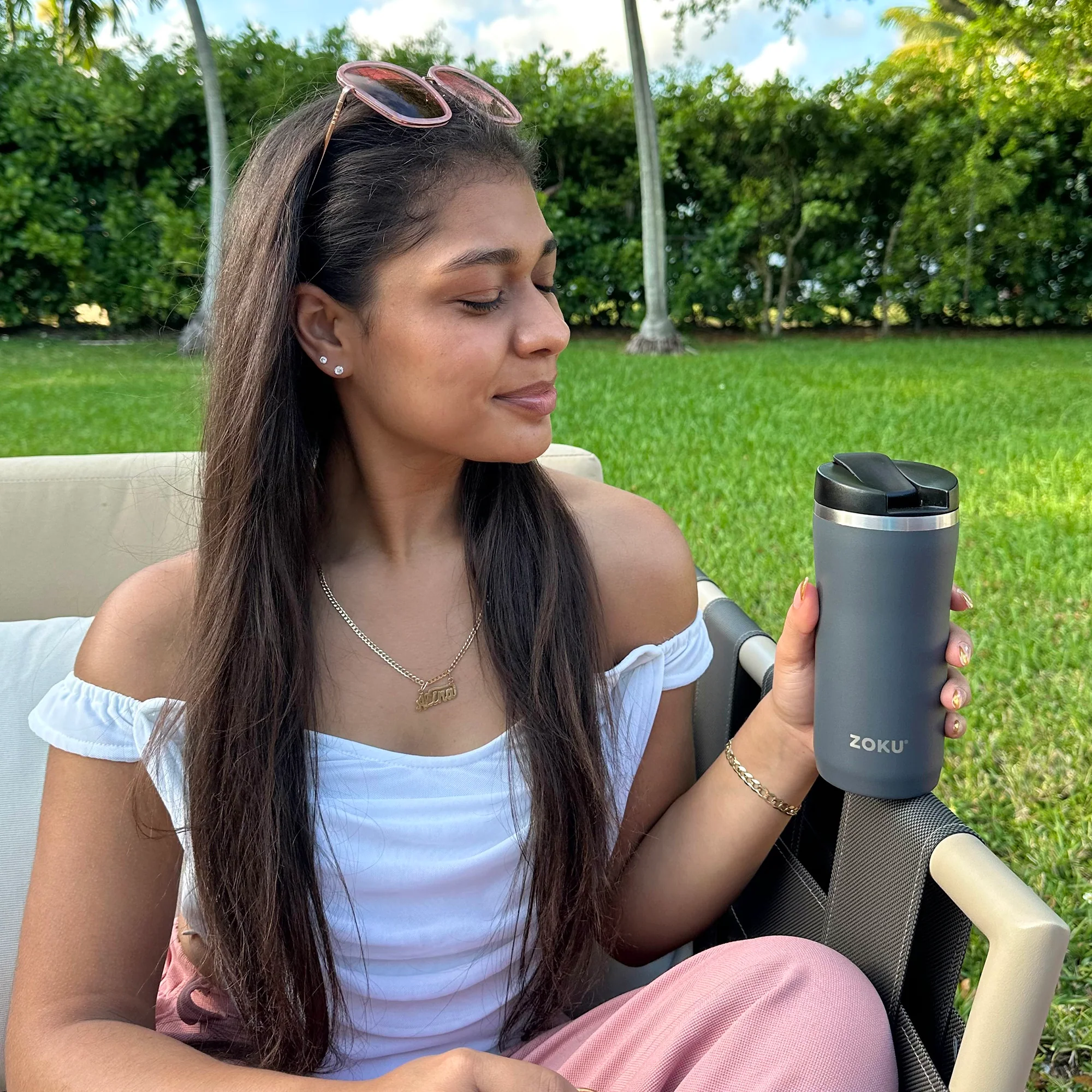12oz Stainless Steel Travel Mug - Gray Graphic - Image 3