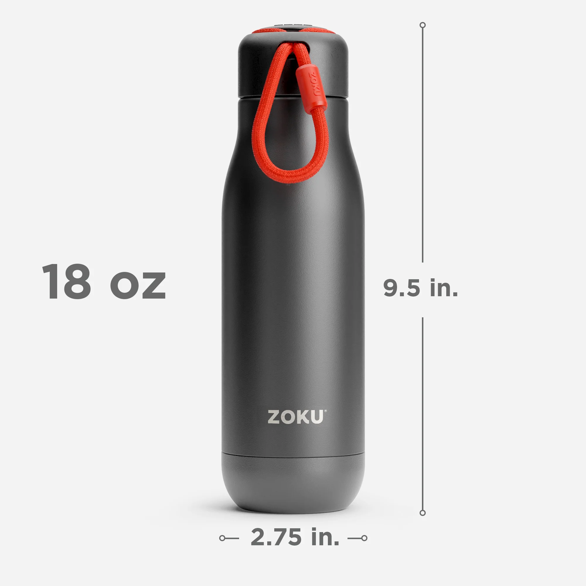 18oz Stainless Steel Bottle - Black - Image 3