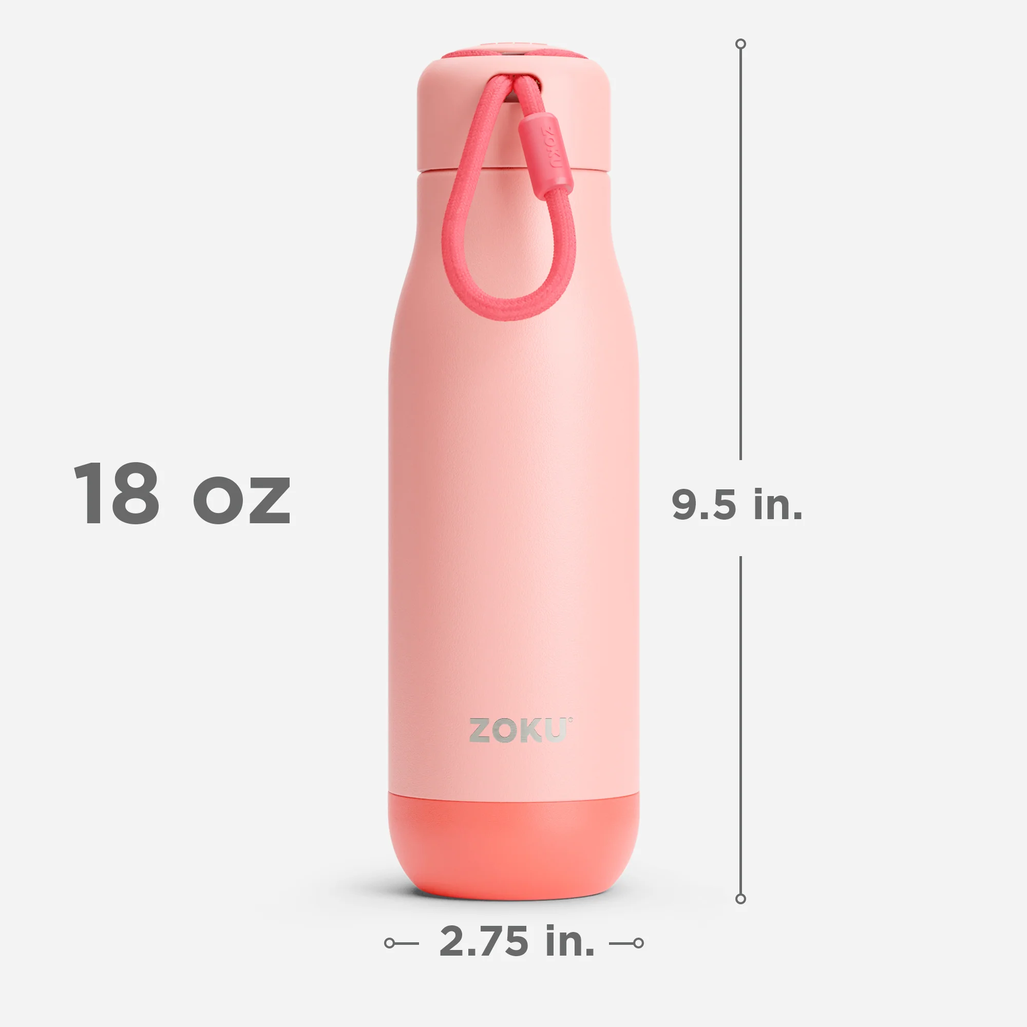 18oz Stainless Steel Bottle - Coral - Image 5