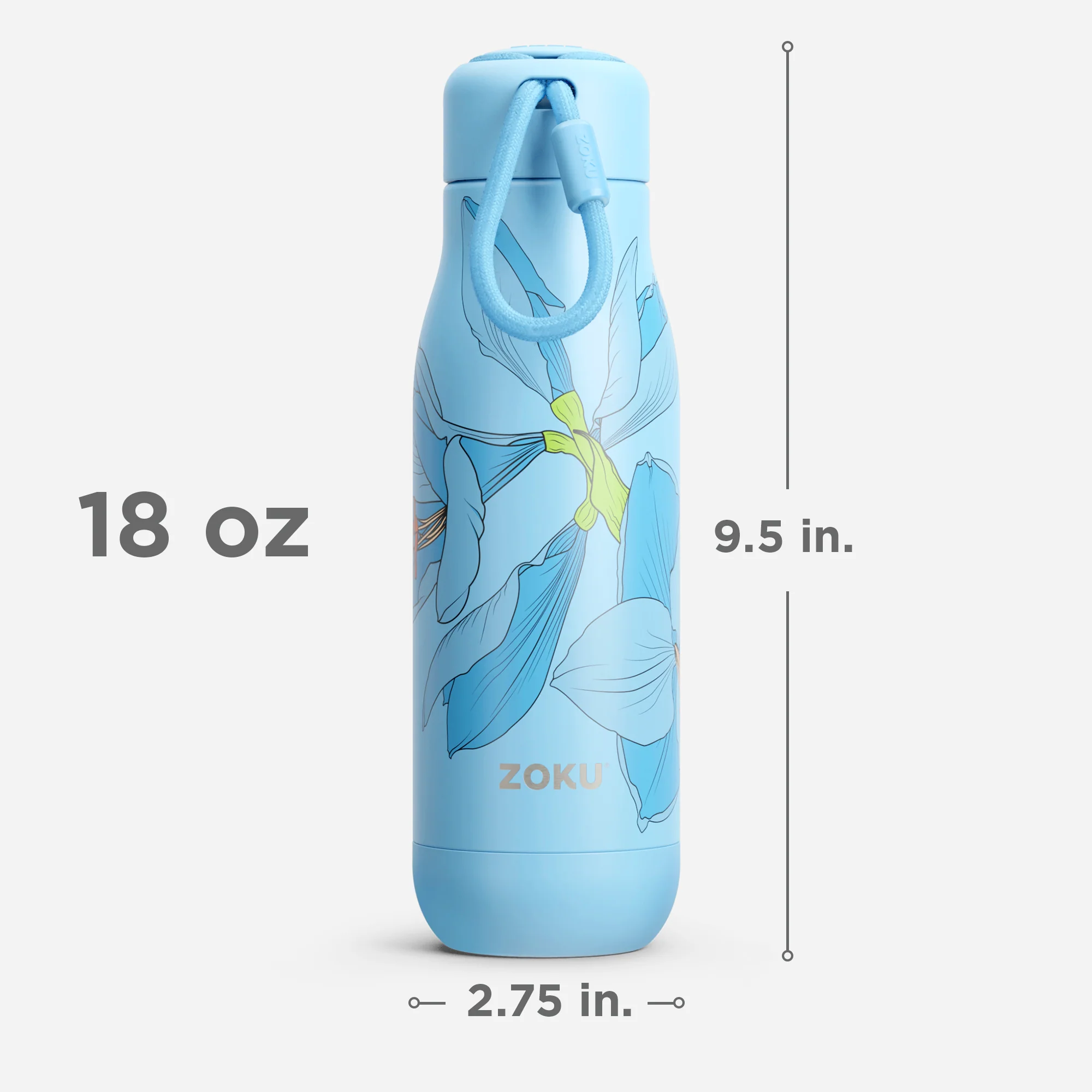 18oz Stainless Steel Bottle - Sky Lily - Image 4