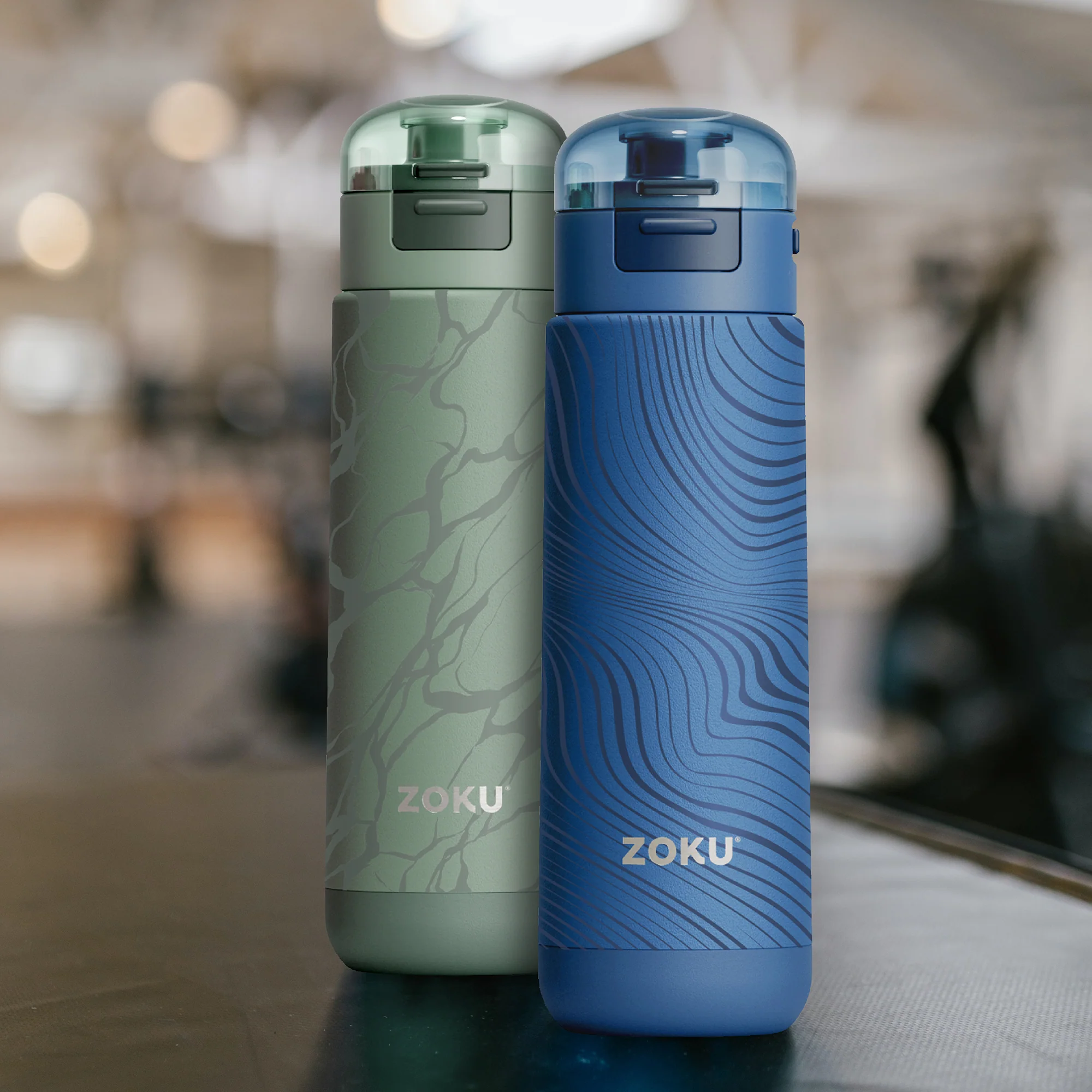 18oz Stainless Steel Sports Bottle - Green Marble - Image 4