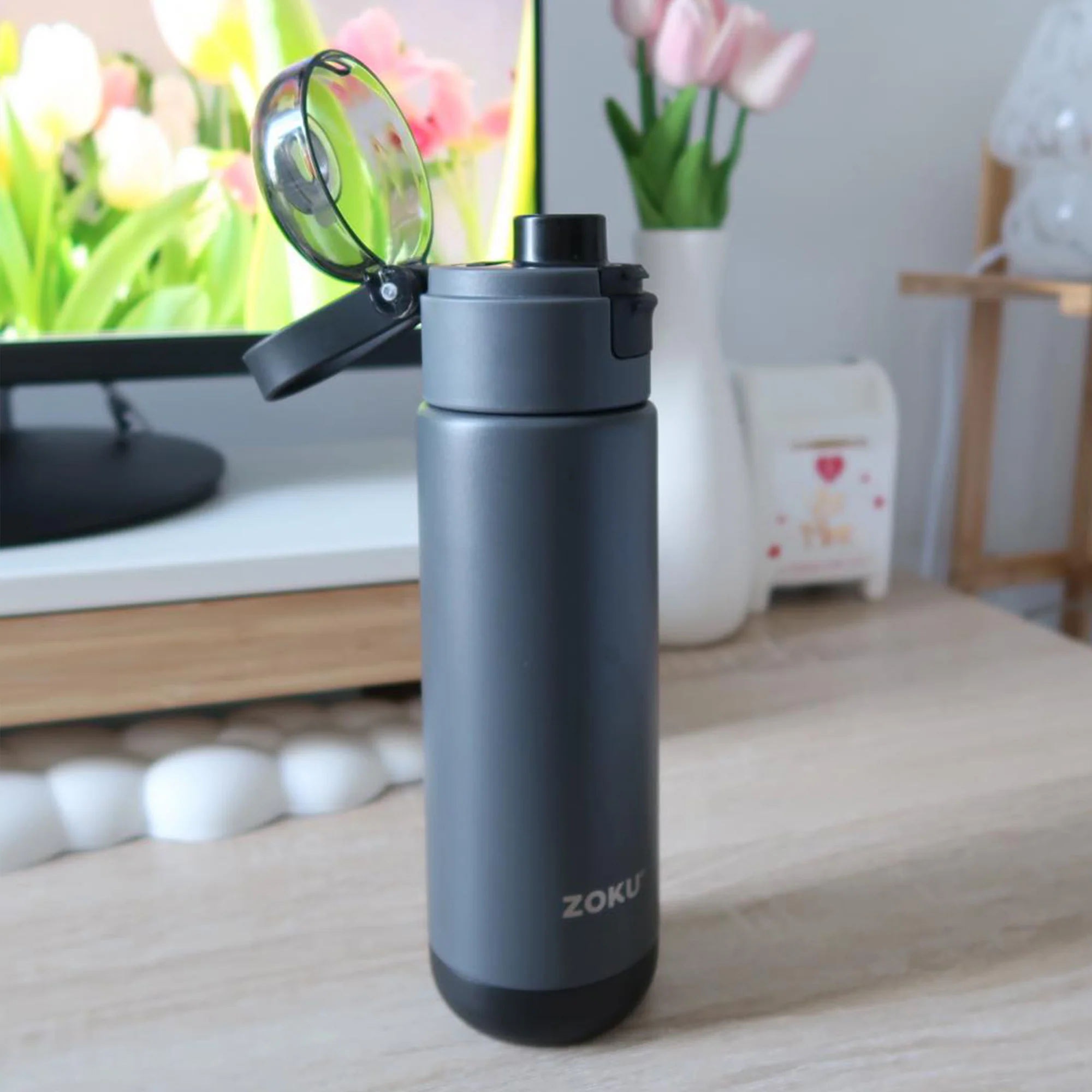18oz Stainless Steel Sports Bottle - Gray - Image 4