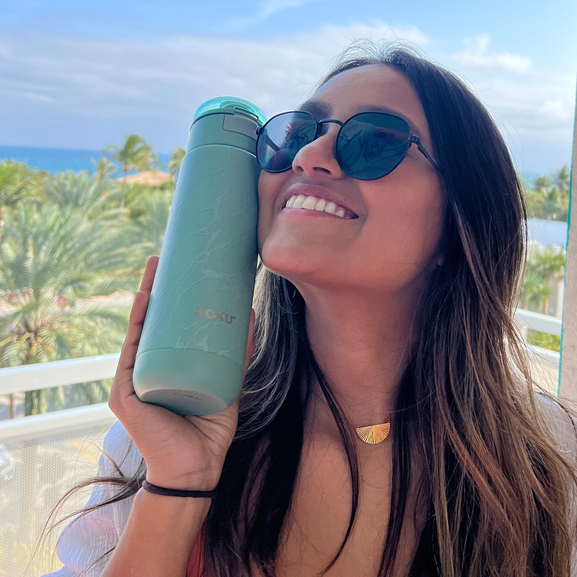 18oz Stainless Steel Sports Bottle - Green Marble - Image 3
