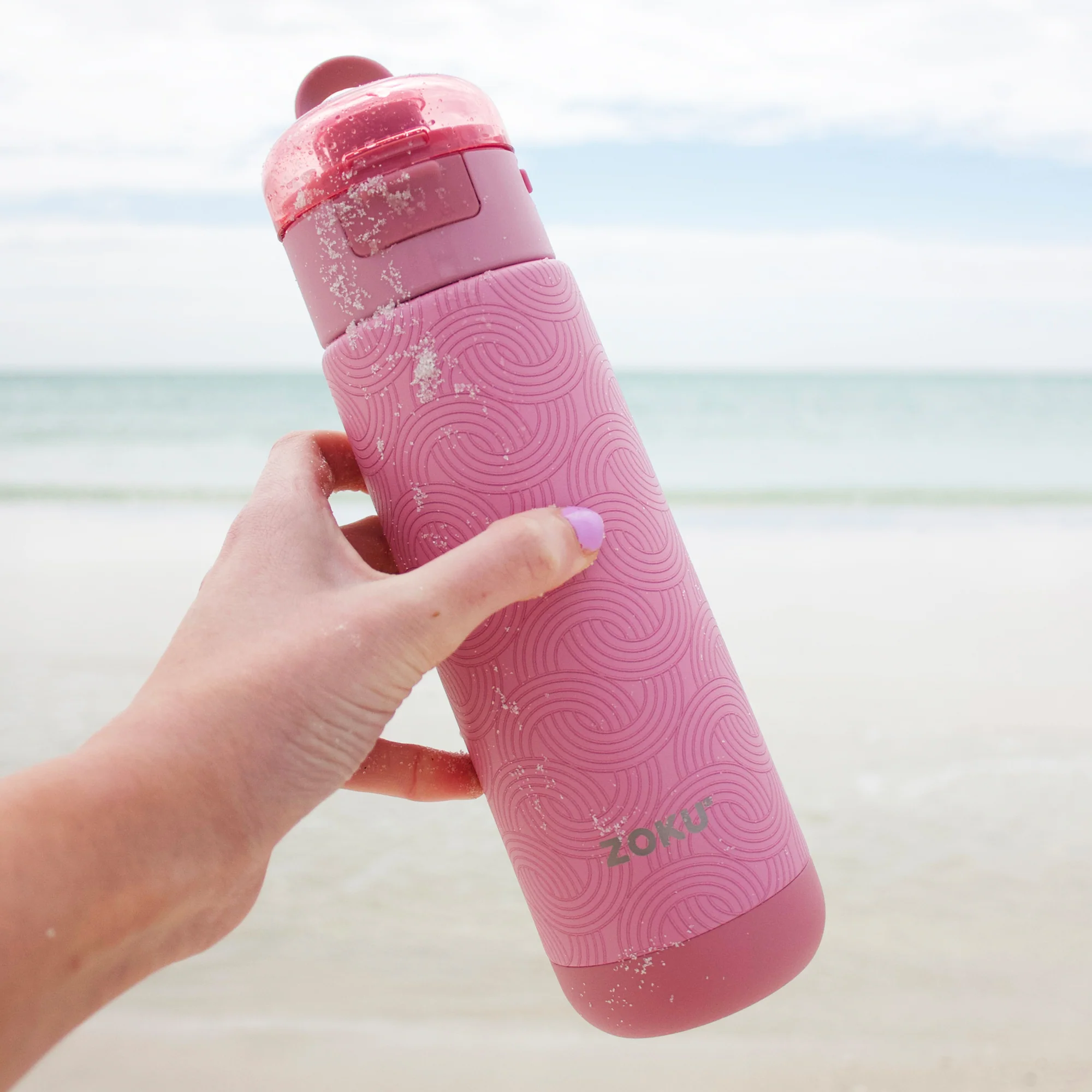 18oz Stainless Steel Sports Bottle - Pink Geo - Image 4