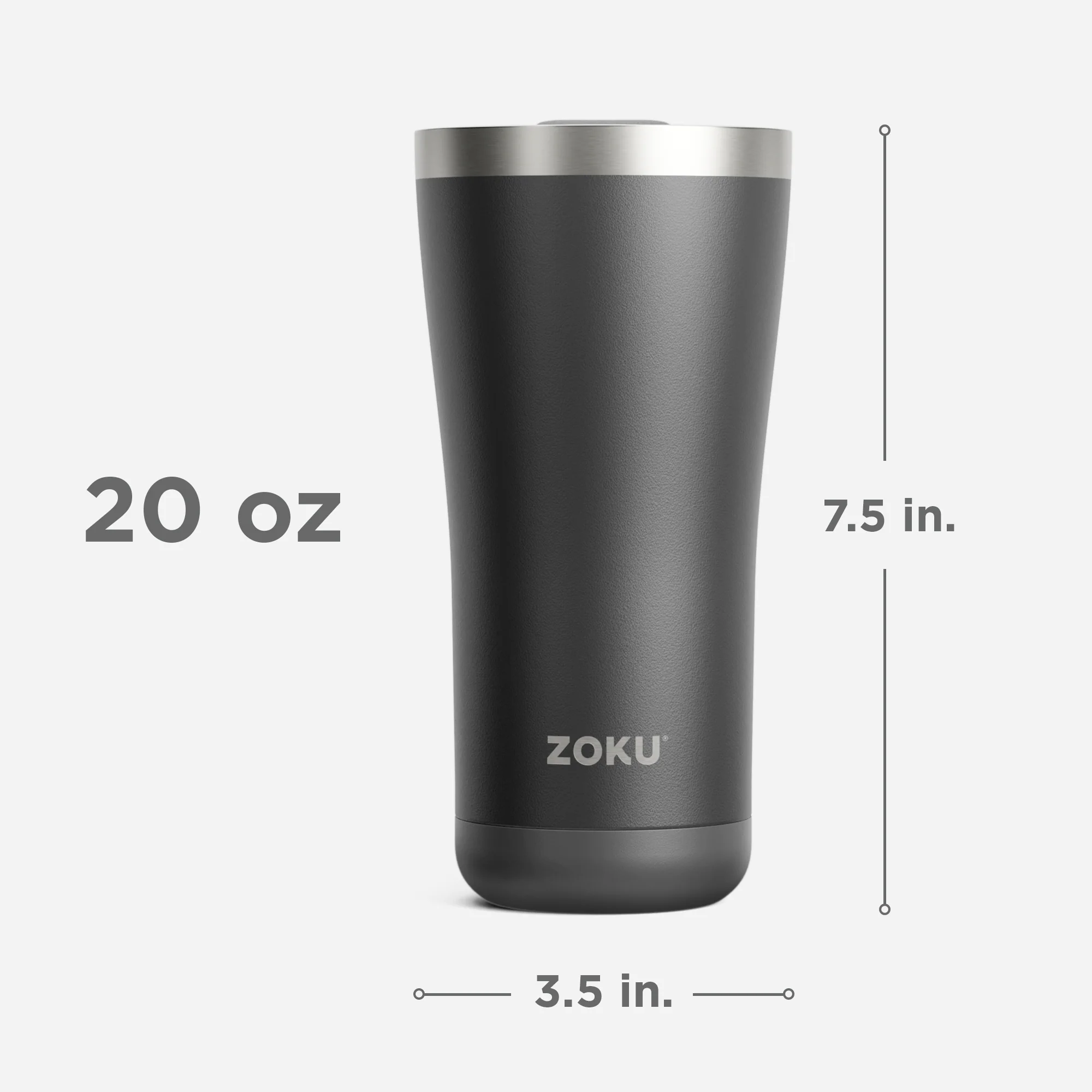 20oz Stainless Steel 3-in-1 Tumbler - Black - Image 6