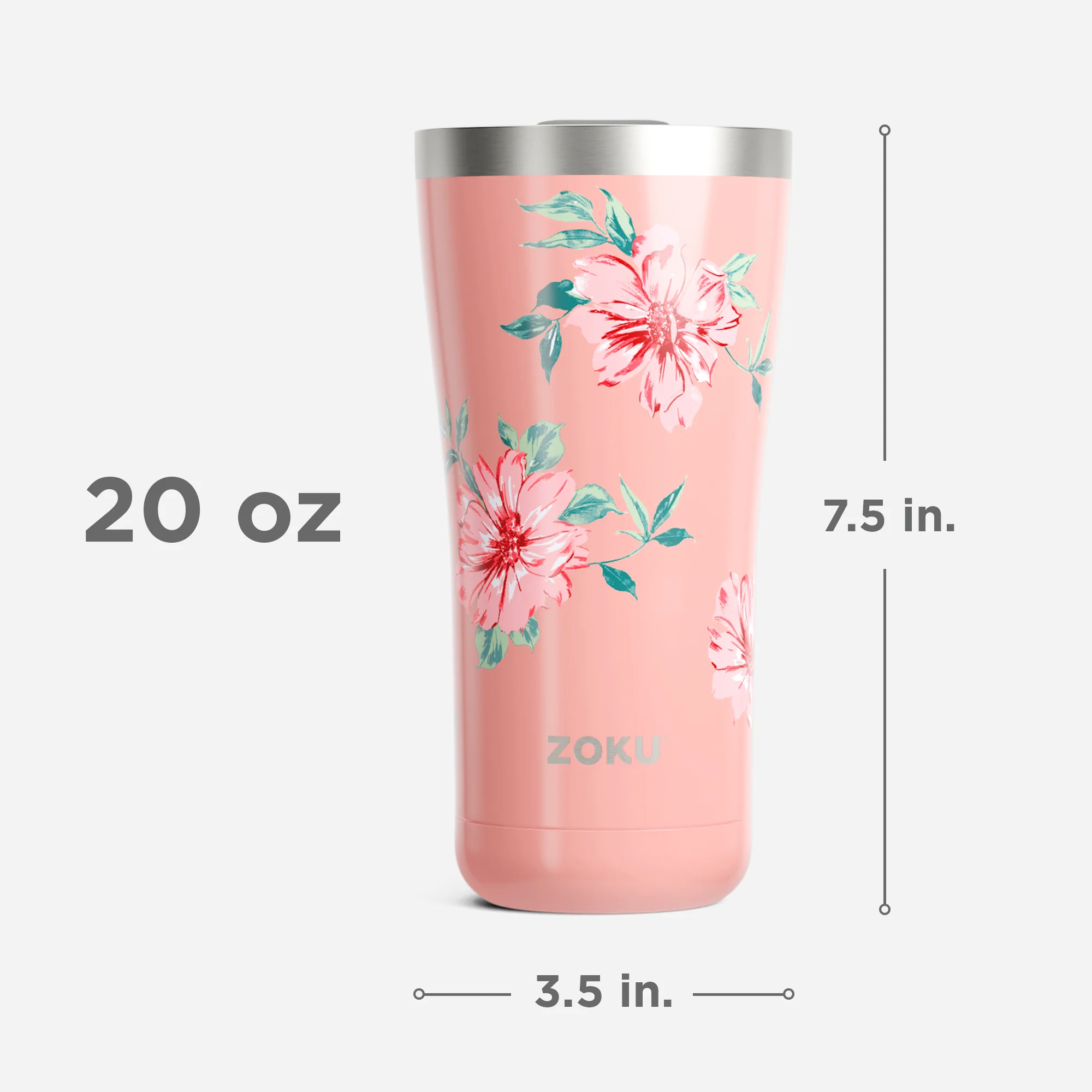 20oz Stainless Steel 3-in-1 Tumbler - Rose Petal Pink - Image 6