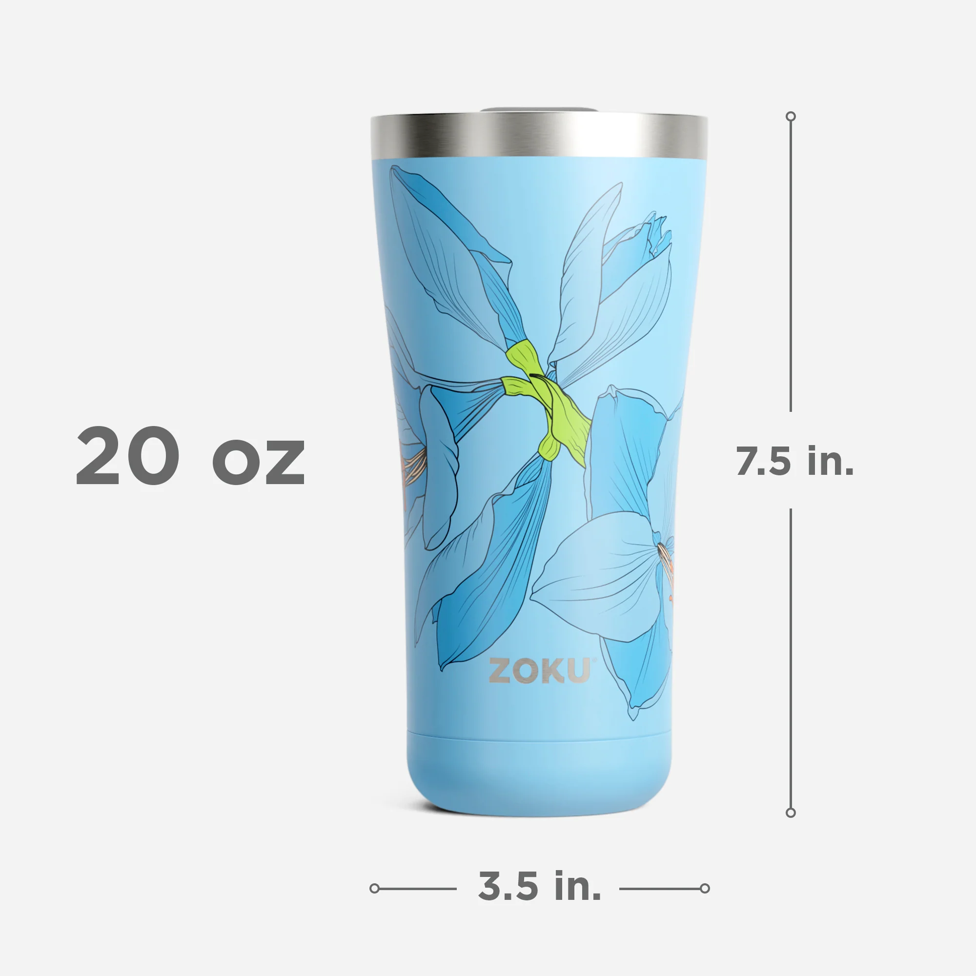 20oz Stainless Steel 3-in-1 Tumbler - Sky Lily - Image 6