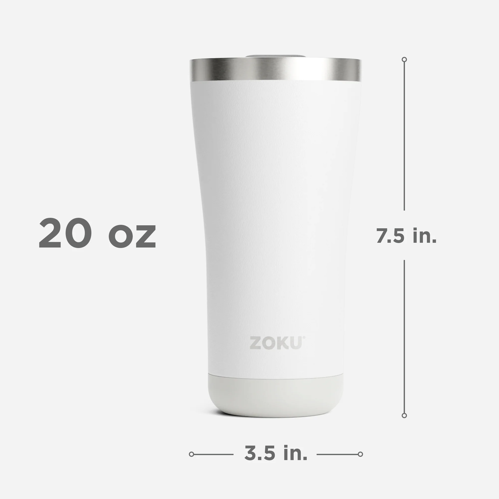 20oz Stainless Steel 3-in-1 Tumbler - White - Image 6